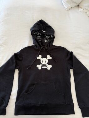 Paul Frank Black Hoodie with White Skull Accent
